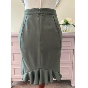 MILITARY GREEN A-LINE SKIRT WITH PLEATED BACK